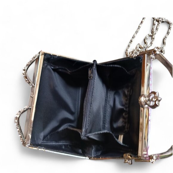 Pink Sequin White Lace Princess Two Way Evening Mini Hand Bag Crossbody - Picture 13 of 14